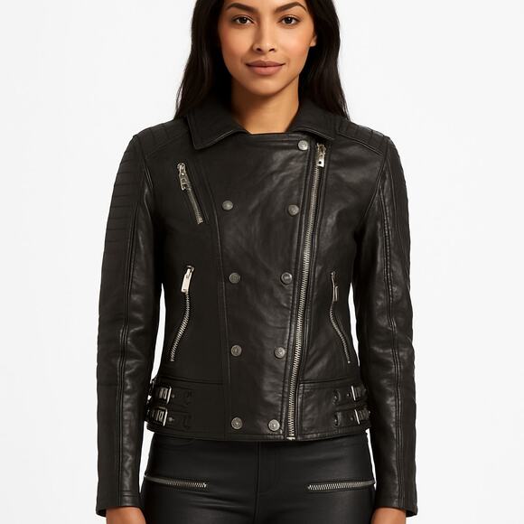 Anine Bing Jackets & Blazers - Anine Bing Grainy Leather Belted Biker Moto Jacket Small S